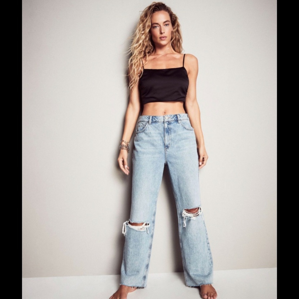 NWT Dynamite Heidi Wide-Leg Distressed Jeans